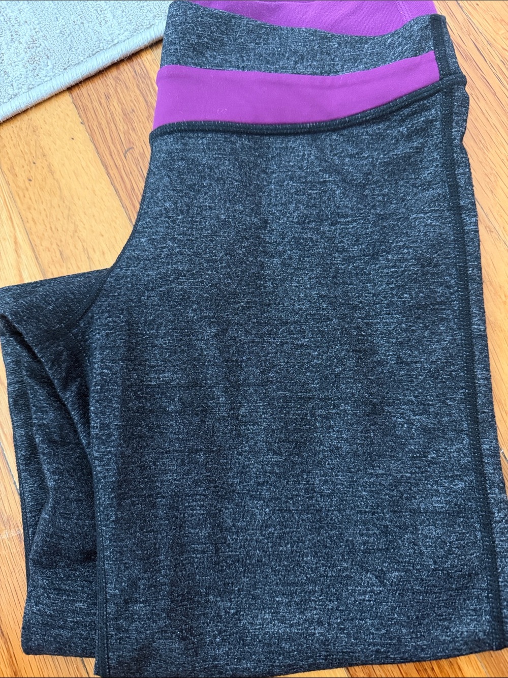 lululemon athletica Dark Gray Leggings with Purple Waistband